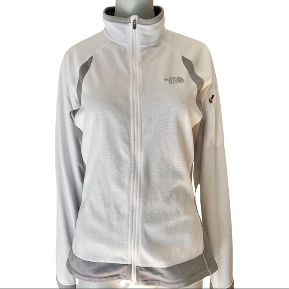 THE NORTH FACE Fleece Jacket Full Zip White Gray Lightweight Activewear Size M - Picture 4 of 15